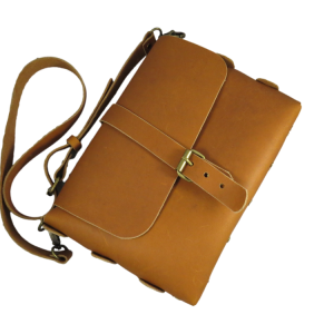 Riveted Messenger Bag with Buckle